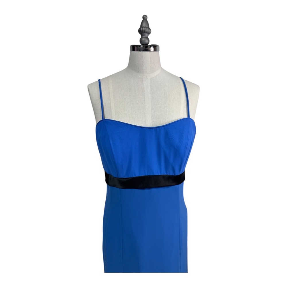 Linda Royal Blue Chiffon Maxi Gown Open Back Bow Detail Prom‎ Formal Women's 16 - Picture 13 of 13